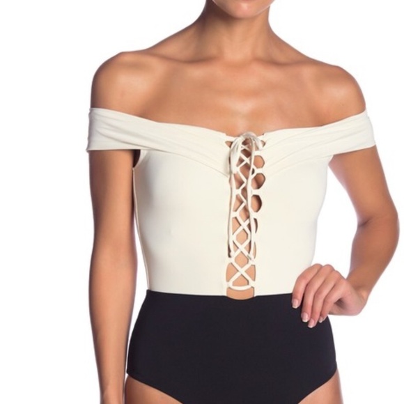 L*SPACE NWT ANJA BLK/WHT One Piece Swim/Bodysuit